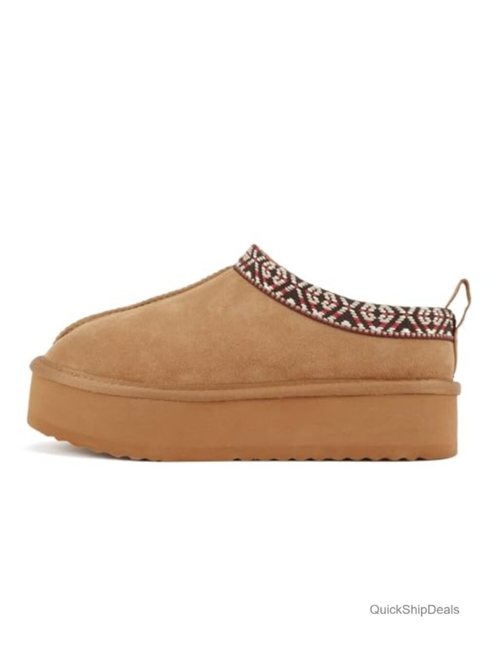 Women Round Toe Flatform Lug Sole Sherpa-lined Slippers with Stitch Details